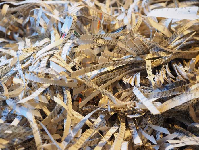 Photo of destroyed shredded documents